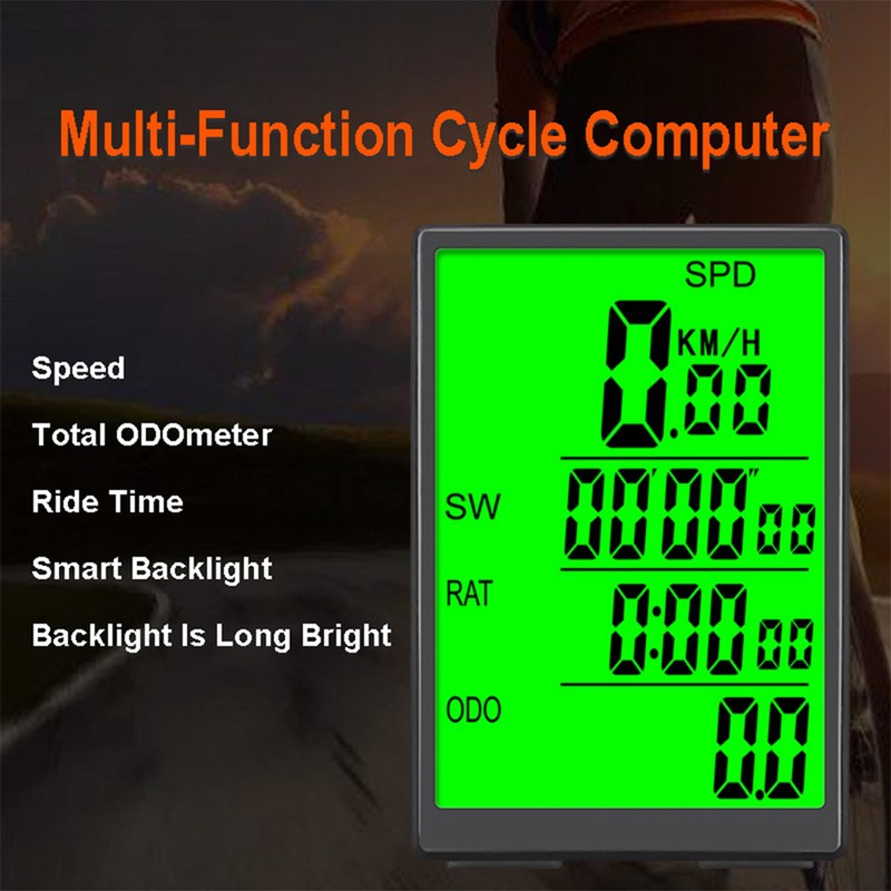 Bike Computer Wireless Bike Speedometer Water Resistant 3in LCD Screen