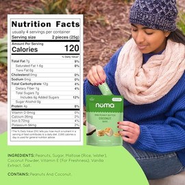 Numa Alimentos Mini Barras De Mantequilla De Cacahuete De Coco — Vegana, Baja En Azúcar, Alta En Proteínas, Todo Natural, Sin Gluten — Bocadillos Crujientes De Mantequilla De Cacahuete A Bas