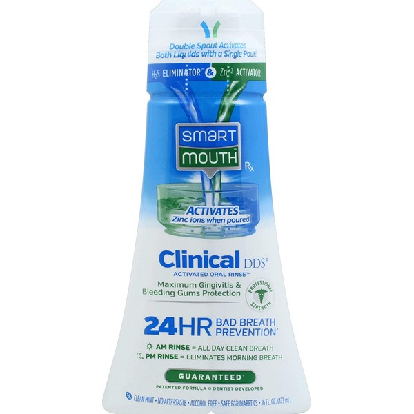 SmartMouth Clinical DDS Oral Rinse for the Treatment of Bad Breath and Protection From Gingivitis and Gum Disease, 16 ounce