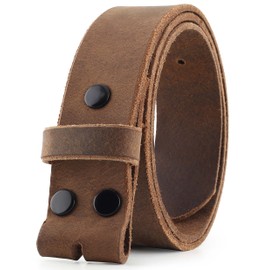 F&L CLASSIC Men's Belt Genuine full Grain Buffalo leather Vintage Distressed,Snap on Strap belts for men, 1 1/2" Wide, Made in USA,buffalo hunter,1288, size 38