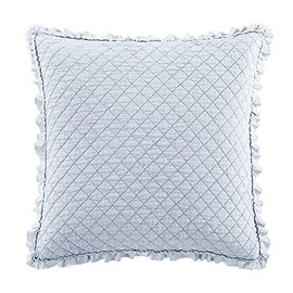 Brielle Home Ravi Stone Washed Solid Diamond Stitched Quilted Euro Sham, Euro, Light Blue