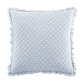 Brielle Home Ravi Stone Washed Solid Diamond Stitched Quilted Euro Sham, Euro, Light Blue