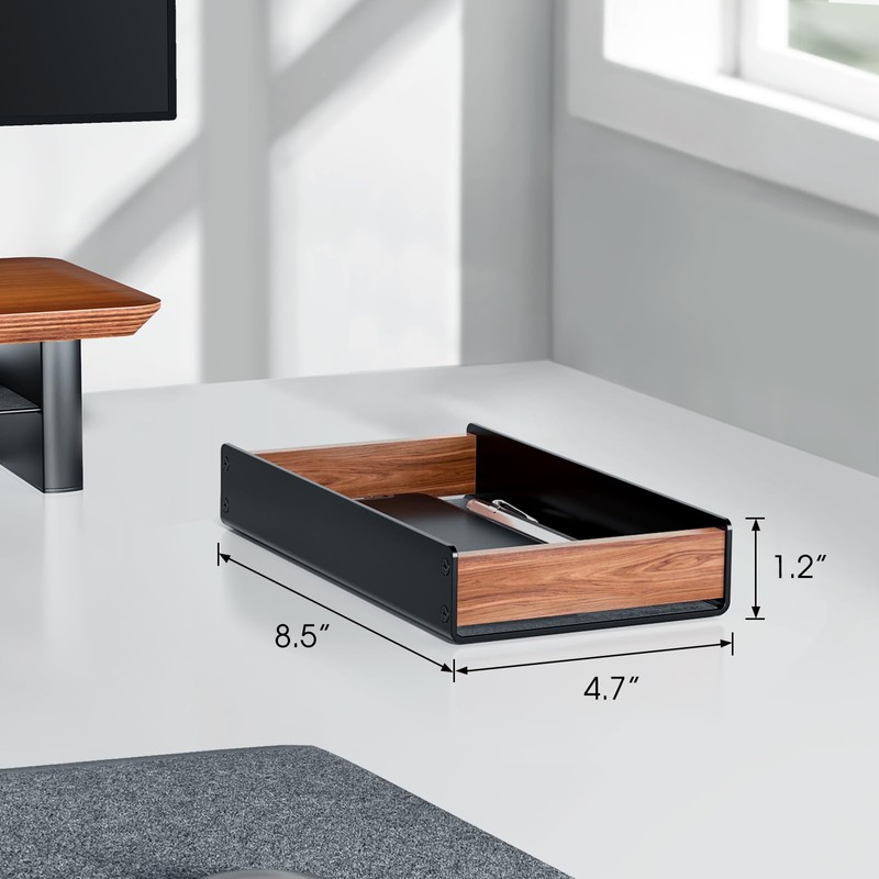 UPERGO Desk Tray Organizer Drawer for Home Office, Walnut Desk