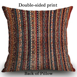 Smooffly Turkish Cushion Cover 18x18 Inch, Vintage Persian Oriental Turkish Carpet Pattern Double Sided Square Pillow Case Pillowcase Sofa Throw Pillow Cover 45x45cm