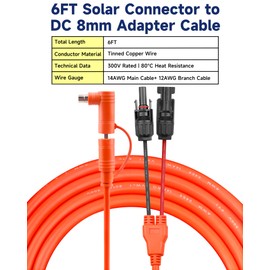 YHPWOQ 6FT Solar Connector to DC 8mm Adapter Cable