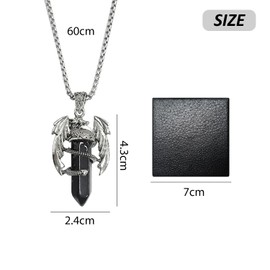 1 Piece Dragon Necklace, Crystal Necklace, Obsidian Pendant, Healing Necklace, Men's Jewelry, Men's Necklace, Perfect Dragon Shaped Gift for Men
