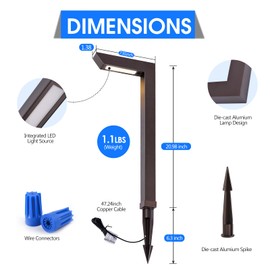 Energetic 3CCT Low Voltage Landscape Lights, 5W 200LM IP65 Waterproof LED Pathway Lights, 50000 Hrs, Outdoor Landscape Lighting, Square Modern Side Lit, Die-cast Aluminum Housing, ETL Listed, 6 Pack