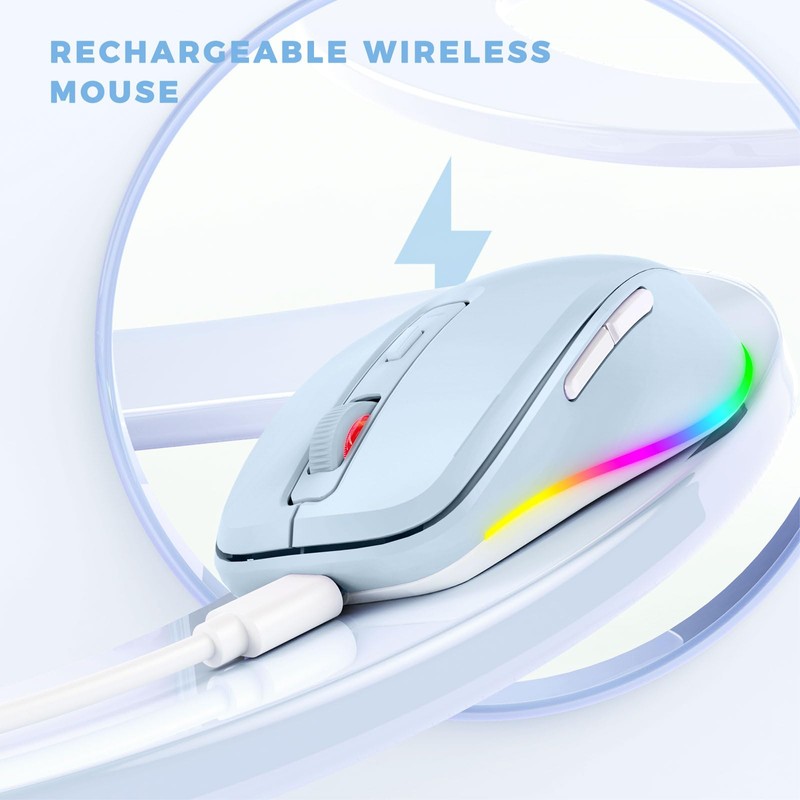 PEIOUS Wireless Mouse Jiggler - LED Wireless Mice with Build-in