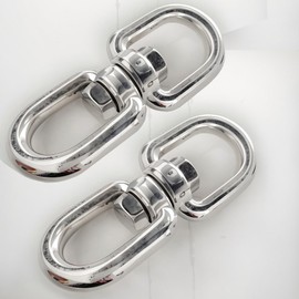 Criativo live Heavy Duty M12 Double Eye Swivel Hook, 1250Kg (2755 Pounds) Working Load, Stainless Steel Shackle Ring Connector for Rigging, Marine & Industrial Use, 2-Pack