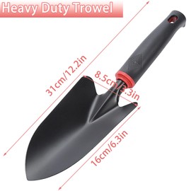 Garden Shovel Hand Trowel, Heavy Duty Gardening Tool with Ergonomic Handle, Non-Slip Soft Rubberized Handle Rust Resistant Garden Spade Garden Tools for Digging, Weeding, Planting, Transplanting