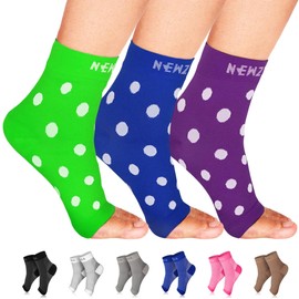 NEWZILL Plantar Fasciitis Socks with Arch Support, BEST 24/7 Foot Care Compression Sleeve, Eases Swelling & Heel Spurs, Ankle Brace Support, Increases Circulation (S/M, Dot Green/Blue/Purple)