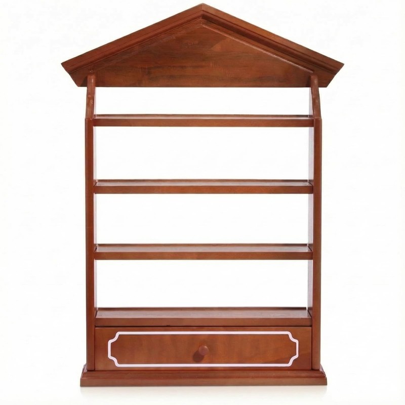 Vintage Wooden Spice Rack Village Style Display Shelf for 24
