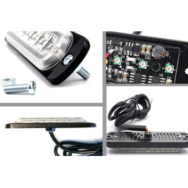 iJDMTOY License Plate Mount Amber/White LED Warning Light Kit Compatible with Truck SUV Car, Including License Mounting Brackets, 2 Sets High Power LED Strobe Lamps