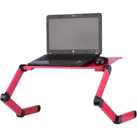 Adjustable Laptop Computer Lap Desk Portable Multifunctional Cooling Ergonomic Vented Table TV Bed Tray Stand Mount Holder (420 * 260mm, Pink)