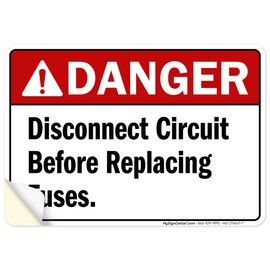 Danger Fuse Holder Disconnect Circuit Before Replacing Fuses Sign, 10x7 Inches, 4 Mil Vinyl Decal Stickers Weather Resistant, Made in USA by My Sign Center