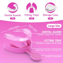 Upgraded Mouth Guards for Grinding Teeth at Night, 2 Pack,Standard Size, Professional Night Guard with Fitting Tray, Comfortable Mouth Guard for Clenching Teeth at Night
