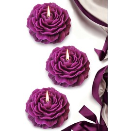 Set of 3 Purple Peony-Shaped Scented Candles – Aromatherapy, Low-Temperature Wax, Spa & Relaxation Gift for Women – Stress Relief, Meditation, Wedding & Special Occasions