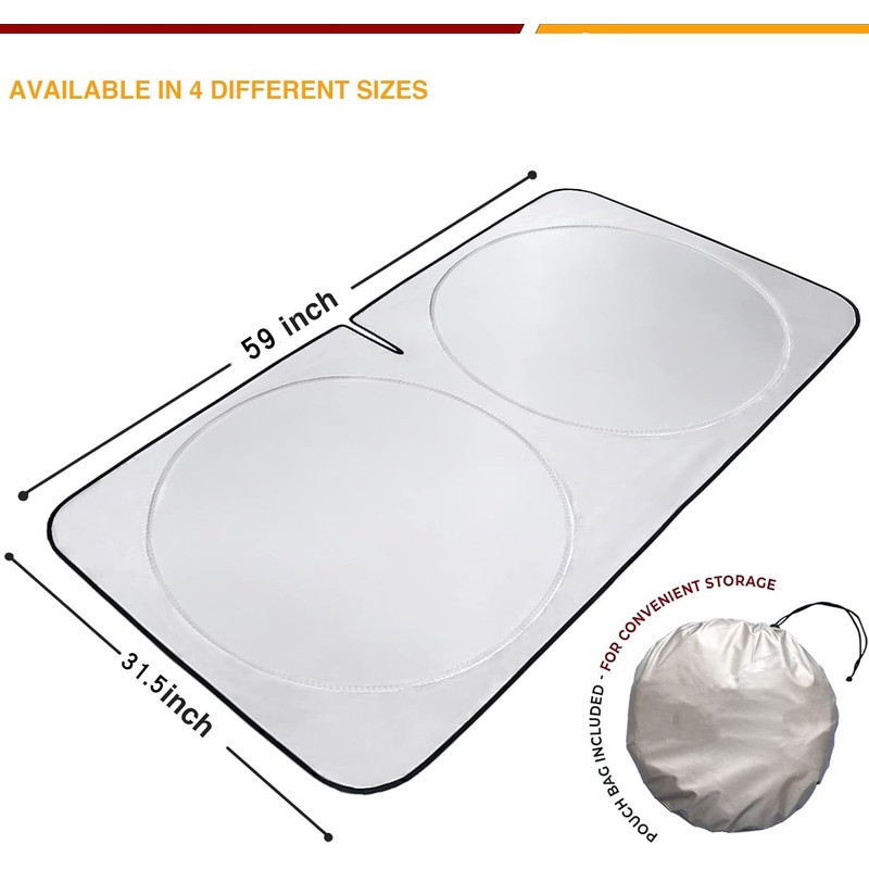 Car Windshield Sun Shade, Front Windshield Shade for Sun, Reflective