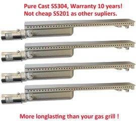 GRILLJOB 𝙐𝙥𝙜𝙧𝙖𝙙𝙚𝙙 4PC Heavy Duty Cast Stainless Steel BBQ Grill Burners 16" Replacement Parts for Premium Gas Grills from Bull, Cal Flame Aussie Blaze CharBroil NEXGRILL Thermos Turbo Grills