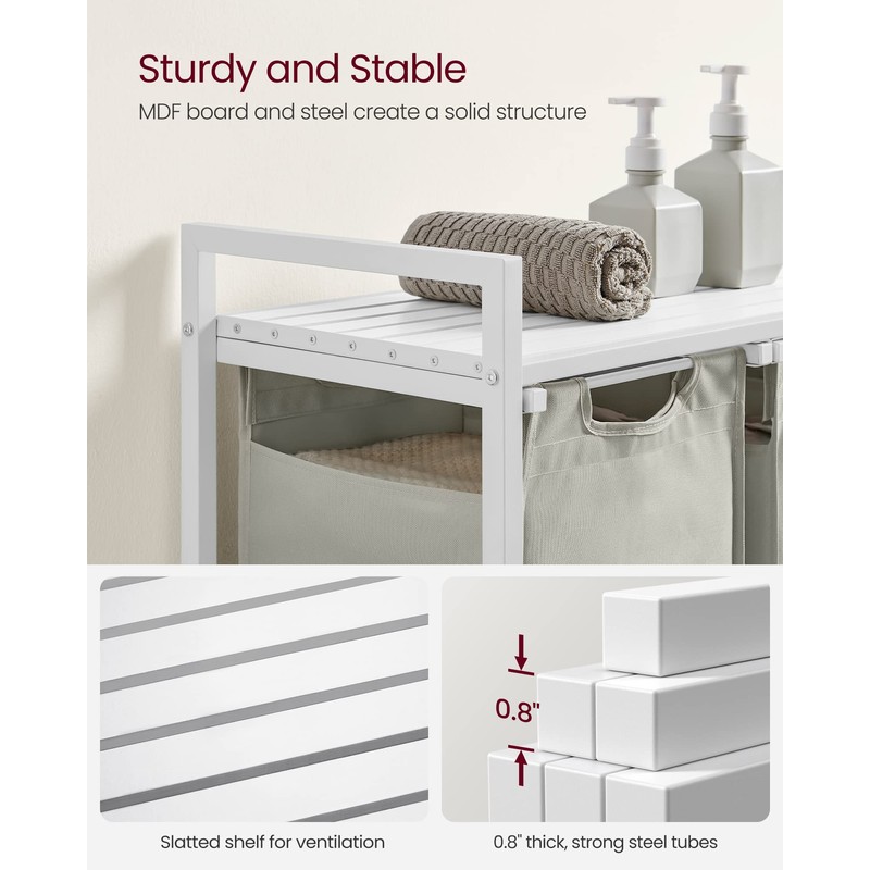VASAGLE Laundry Hamper, Laundry Basket, Laundry Sorter with 3 Pull-Out