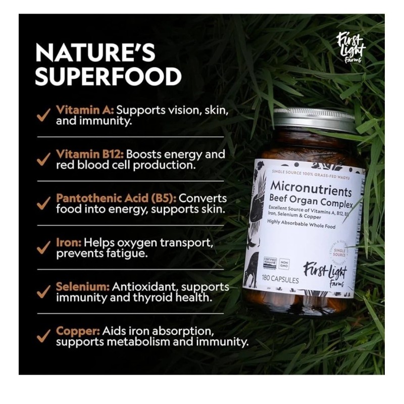 First Light Farms 100% Wagyu Grass-fed Micronutrients Beef Organ Complex