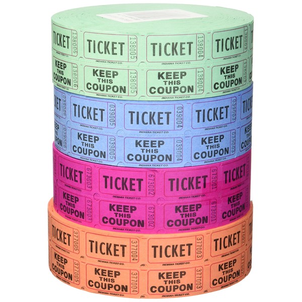 Indiana Ticket Company 56759 Raffle Tickets, (4 Rolls of 2000