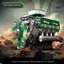 Mould King 10182 V8 Engine Model Kit - Build Your Own V8 Tank Engine Building Block with Battery Box, DIY Collectable 8-Cylinder Combustion Engine Model Toys for Adult (2250+PCS)