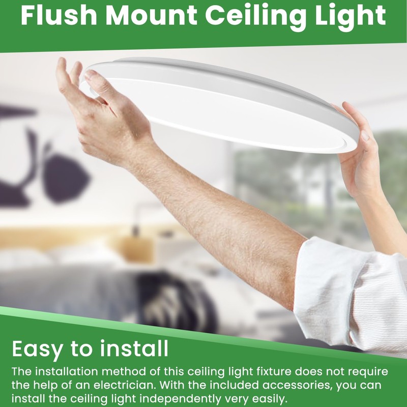 hepside 12Inch Flush Mount Light Fixture White, 28Watt, Dimmable &