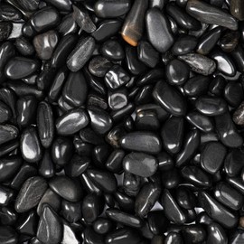 Ausluru 5lbs Black Natural River Rocks, High-Polished Pebbles for Plants Garden, 0.3-0.8 inch Decorative Stones, Ideal for Fish Tank, Vases, Home Decor and Garden Landscaping,Black