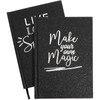 A5 Hardcover Notebook Journal, Black Glitter (60 Sheets, 2 Pack)