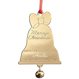 Custom Goldtone Merry Christmas Bell Ornament