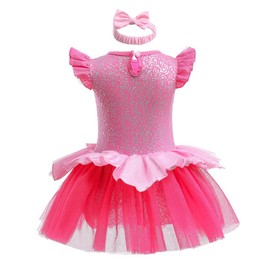 Lito Angels Baby Girls Sleeping Beauty Princess Aurora Fancy Dress Up Costume Infant Bodysuit Romper with Bow Headband Age 9-12 Months, Hot Pink 343