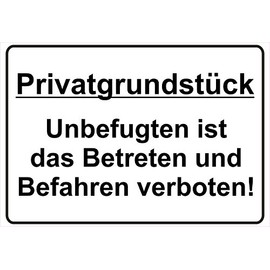 Sign Sign Notice Private Property Enter Befahren Verboten PKW