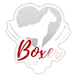 Spreadshirt Boxer Liebe Hundeliebe Sticker, max. 10 x 10 cm, 10 x 10 cm, Weiß glänzend