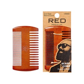 RED by Kiss Premium Wood Men Dual Side Beard Comb, Easy Detangling and Styling, Durable Design for Gentle Beard Hair & Mustache Grooming Essential, No Snagging & Pulling, Maximize Conditioning