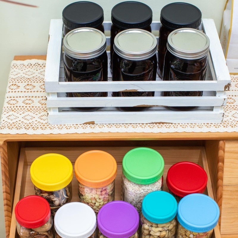 Jumterlee 6 Pack 32 oz Amber Mason Jars, Wide Mouth