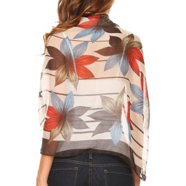 Sakkas CQSXS-7 - Nichole summer gauze featherweight patterned versitile sheer scarf wrap - 7-Black/White - OS