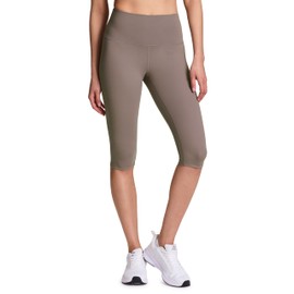 RBX Active Women's Cropped Capri Legging, 15" Inseam Buttery Soft Squat Proof Training Capri Neutral Yoga Tights Fossil Taup