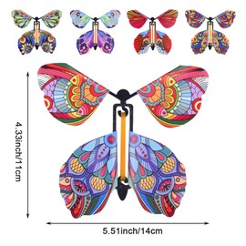 AWAVM Magic Flying Butterfly 16 Pieces Clockwork Butterfly Card, Rubber Band Powered Butterfly Magic Fairy Flying Toy for Birthday Gifts, Performance Props, Children Surprise Gifts (MB-16)