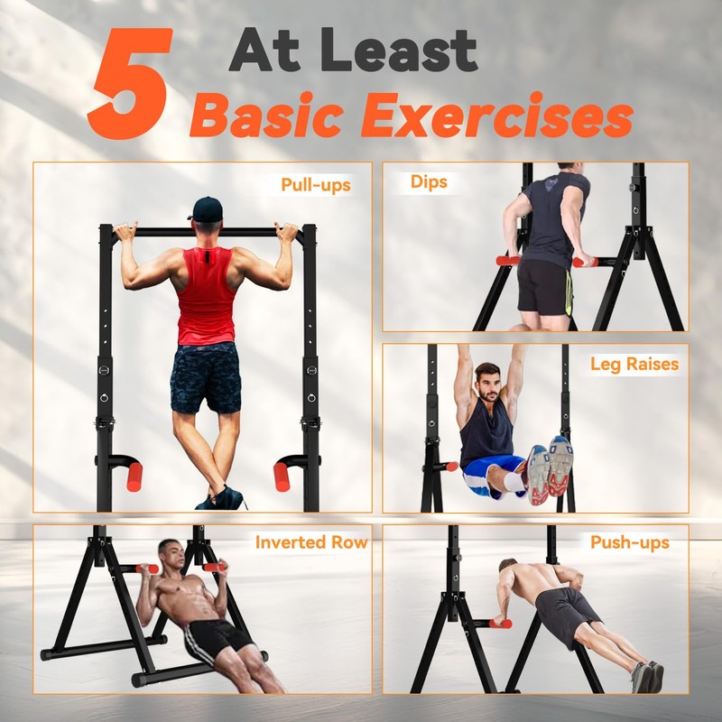 WATBKHE Power Tower Pull Up Dip Station Foldable, Pull Up