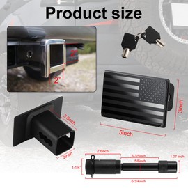 SINGARO Tow Hitch Cover, Heavy American Flag Metal Trailer Hitch Cover for 2 Inch Receivers, Ideal for Truck Accessories with 5/8-Inch Pin Diameter Trailer Hitch Lock