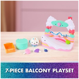 Gabby's Dollhouse: The Movie, Cakey Cat's Sweet Treat Balcony with Toy Figure & Dollhouse Accessories, Kids Toys for Girls & Boys Ages 3 and Up