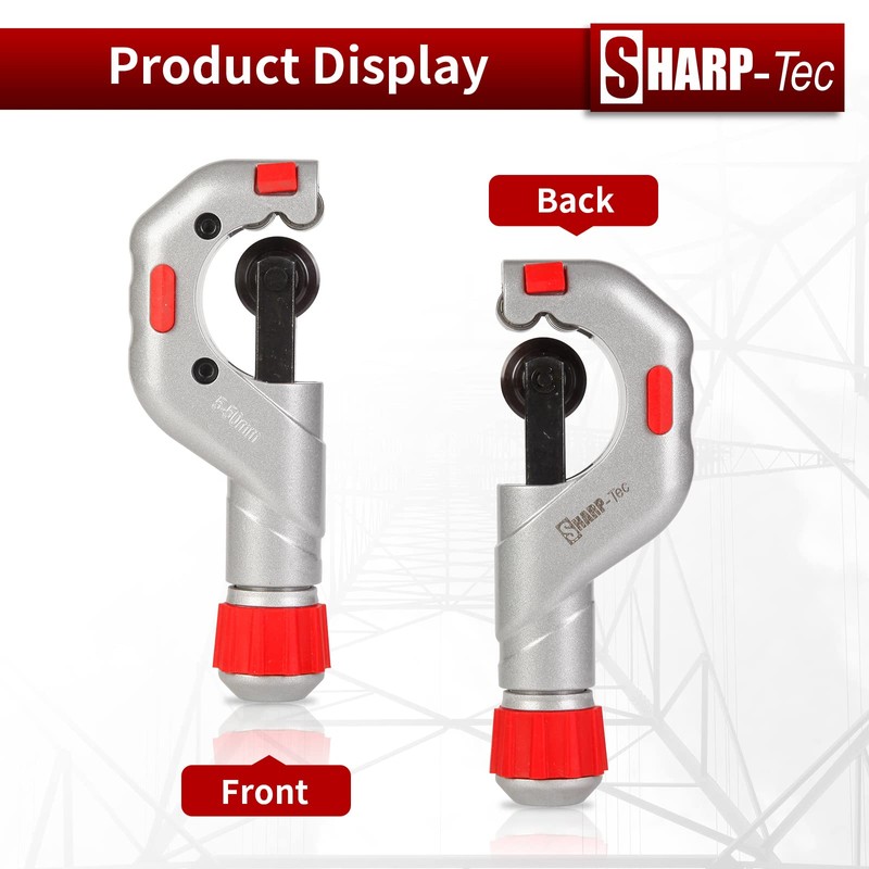 Sharp-tec 5-50mm Pipe Cutter, Adjustable Tube Cutter with Aluminum Alloy