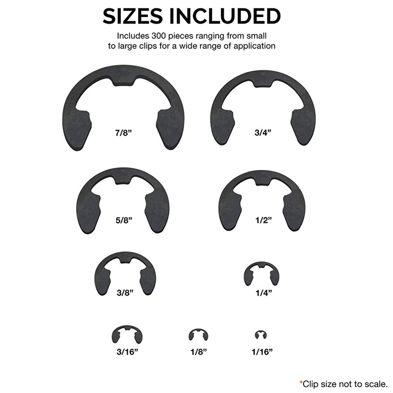 NEIKO 50455A E-Clip Assortment Set | 300 PCS, 9 SAE