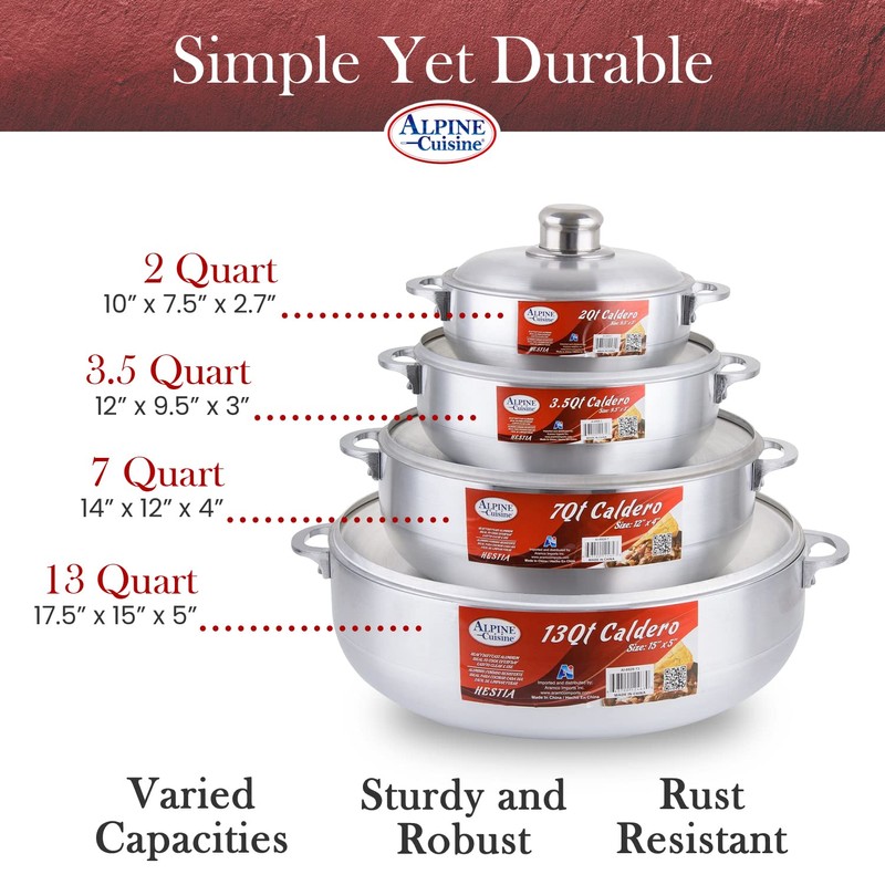 Alpine Cuisine Durable Hot Pot Caldero Set, Versatile for Stew,