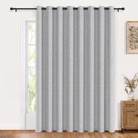 100% Blackout Shield Sliding Door Curtains, Extra Wide Curtains 84 Inch Long, Patio Door Grommet Drapes for Living Room, 100”W x 84”L, Grey