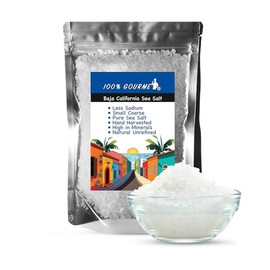 100% Gourmet Baja Mineral Sea Salt 16 Oz. (1 Lb) Rich in 90+ Minerals From Baja California, Small coarse Cooking and Hydration, Hand Harvested-Sun Dried- Low Sodium, Baja Sea Salt