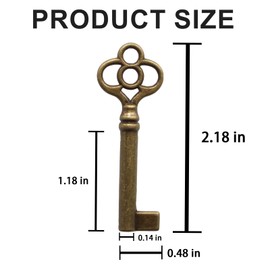 VIDABTE KY-14 Universal Skeleton Key, Antique Brass Plated Hollow Barrel Skeleton Keys for Antique Vintage Cabinet Doors, Dresser Drawers, Grandfather Clocks (2 pcs)