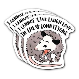 FALIMITLESS I Cannot Live Laugh Love in These Conditions Stickers 3Pcs Funny Opossum Sticker Possum Sarcastic Stickers Vinyl Waterproof Decals for Notebook, Tumbler, Laptop and Water Bottle