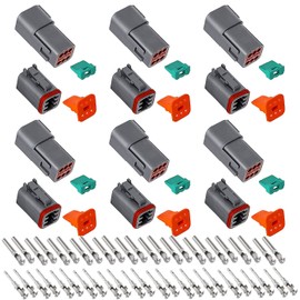 HUAZIZ DT Plug Kit, 6 Sets DT 6 Pin Sealed Grey Male and Female Car Waterproof Electrical Connector 6 Pin Series Cable Connector for Car Truck Boat 22-18AWG